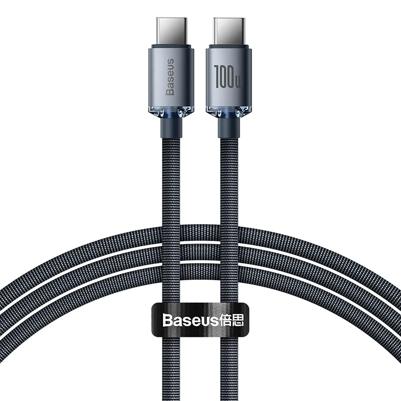 Baseus Type-C to Type-C 100W Crystal Shine Series Fast Charging Data Cable  2m Black CAJY000701 - Image 3