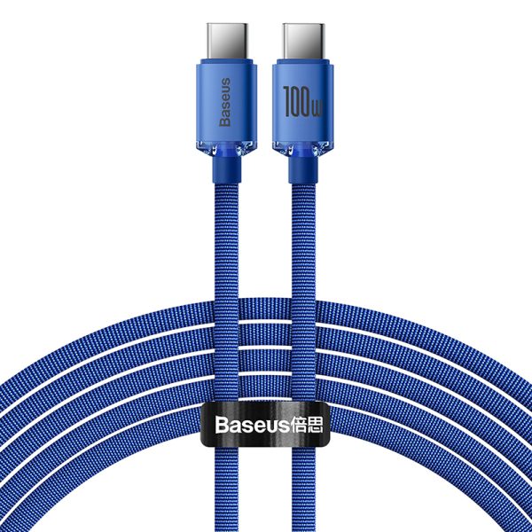 Baseus Type-C to Type-C 100W Crystal Shine Series Fast Charging Data Cable 1m Blue CAJY000603 - Image 2