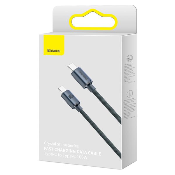 Baseus Type-C to Type-C 100W Crystal Shine Series Fast Charging Data Cable  1.2m Black CAJY000703 - Image 2