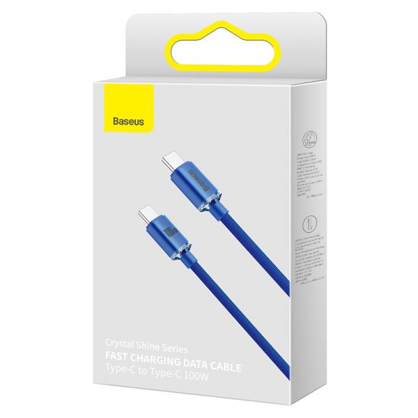 Baseus Type-C to Type-C 100W Crystal Shine Series Fast Charging Data Cable 1m Blue CAJY000603 - Image 4
