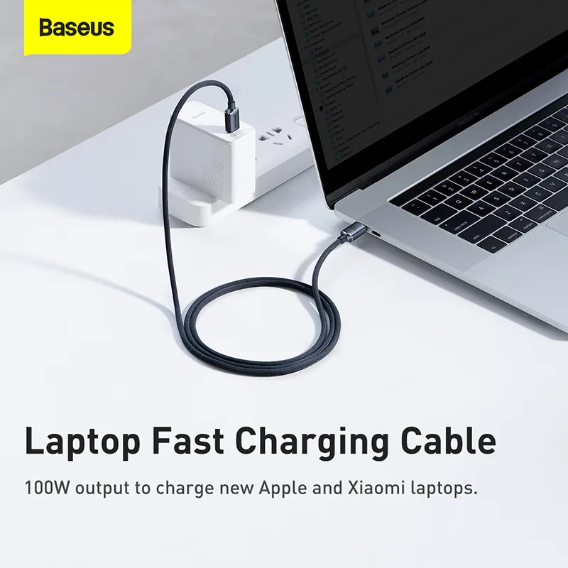 Baseus Type-C to Type-C 100W Crystal Shine Series Fast Charging Data Cable  2m Black CAJY000701 - Image 4
