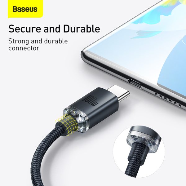 Baseus USB to Type-C Crystal Shine Series Fast Charging Data Cable100W 2m Black CAJY000501 - Image 2