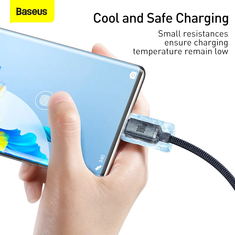 Baseus USB to Type-C 100W Crystal Shine Series Fast Charging Data Cable 1.2m Black CAJY000401 - Image 6