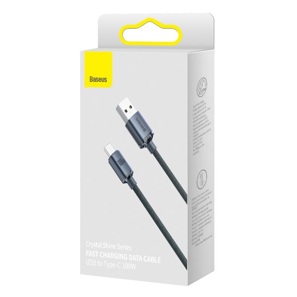 Baseus USB to Type-C Crystal Shine Series Fast Charging Data Cable100W 2m Black CAJY000501 - Image 4