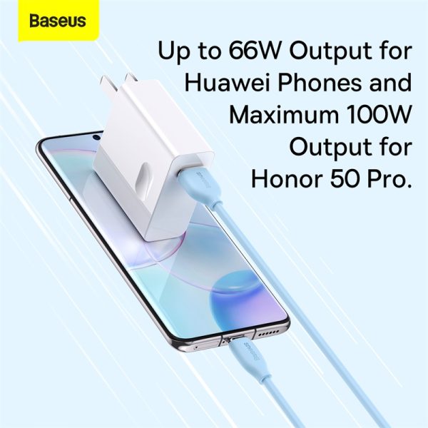 Baseus Type-C 100W USB  Jelly Liquid Silica Gel Fast Charging Data Cable 1.2m Blue CAGD010003 - Image 4