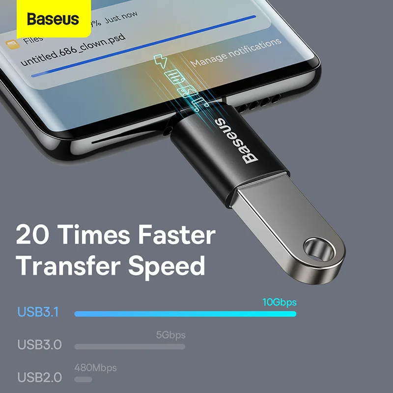 Baseus OTG Ingenuity Series Mini OTG Adaptor Type-C to USB-A 3.1 Black ZJJQ000001 - Image 6