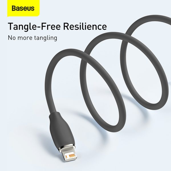 Baseus Cable For Iphone 11 12 13 Series Jelly Liquid Silica Gel Fast Charging USB to iP 2.4A 1.2m Cable  Black - Image 4