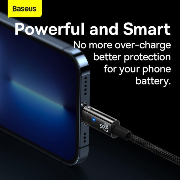 Baseus Cable Type-C to Lightning For Iphone Explorer Series Auto Power-Off Fast Charging Data PD Cable Type-C to IP 20W 1m Black -CATS000001 - Image 2