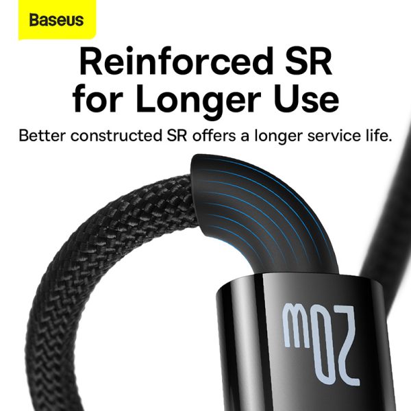 Baseus Cable Type-C to Lightning For Iphone Explorer Series Auto Power-Off Fast Charging Data PD Cable Type-C to IP 20W 1m Black -CATS000001 - Image 6