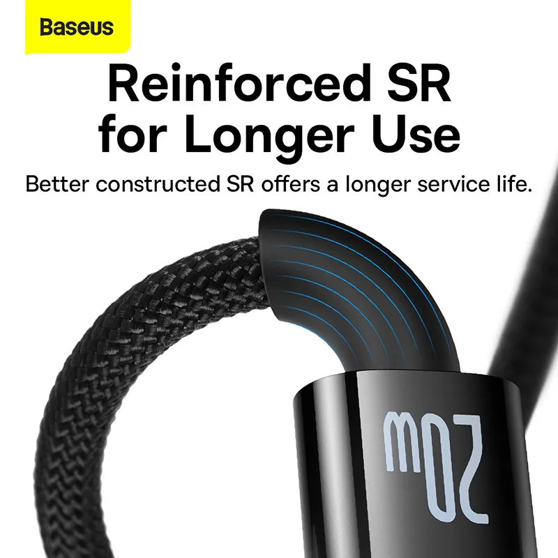 Baseus Cable Type-C to Lightning  Explorer Series Auto Power-Off Fast Charging Data PD Cable Type-C to IP 20W 2m Black -CATS000101 - Image 6