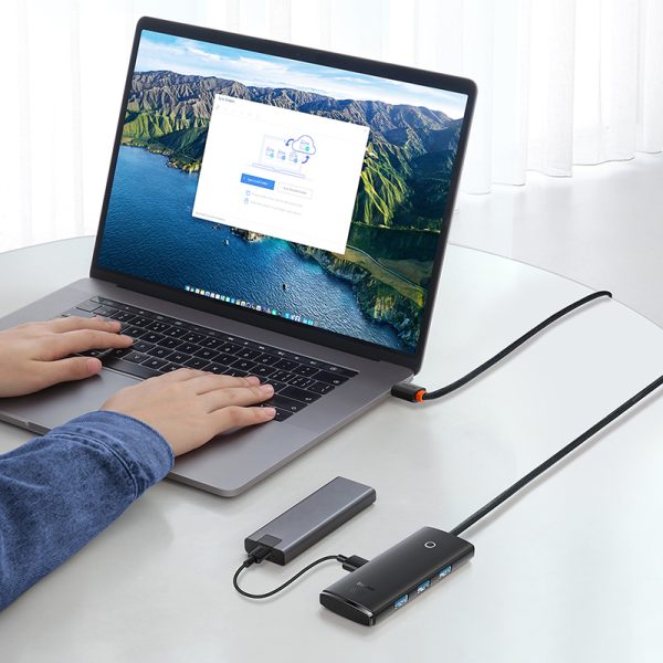 Baseus Hub Lite Series 4-Port USB-A HUB Adapter 4X USB 3.0 Black 2m WKQX030201 - Image 5