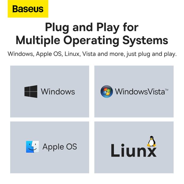 Baseus Hub Lite Series 4-Port USB-A HUB Adapter 4X USB 3.0 Black 2m WKQX030201 - Image 6