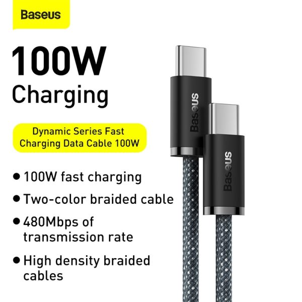 Baseus Cable Type-C to Type-C Dynamic Series Fast Charging Data Cable  100W 2m Slate Gray CALD000316 - Image 1