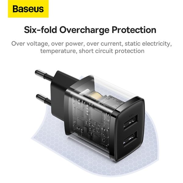 Baseus  CCXJ010001 Compact  Charger 2U 10.5W CN - Black - Image 4