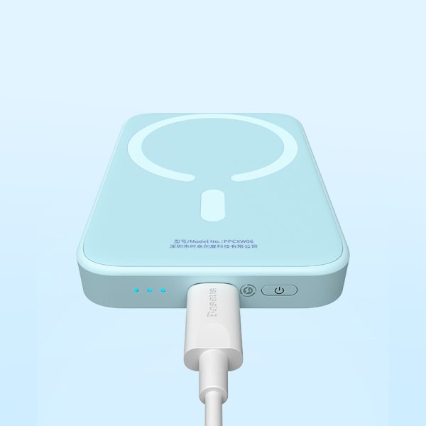 Baseus Power bank PPCX010003 6000mAh  Magnetic Wireless Charging  20W  With 50cm Type-c to Type-c Cable  Blue - Image 4