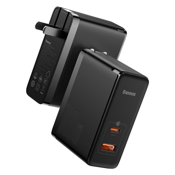 Baseus Gan Charger GaN5 Pro Fast Charger Type-C Usb-A Dual output 100W CN Black Type-C to Type-C 100W Cable 1m Black CCGP090001 - Image 4
