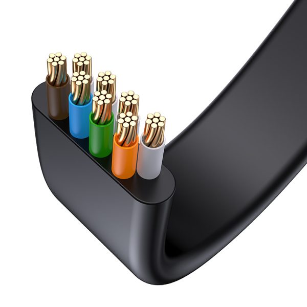 Baseus Ethernet Cable high Speed Six types of RJ45 Gigabit network cable  flat cable 2m Black WKJS000101 - Image 3