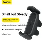 BASEUS Car Mobile Holder Steel Cannon 2 Air Outlet Car Mount Spring Clip Mobile Phone Holder - Black