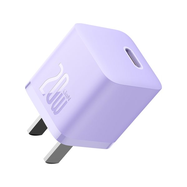 Baseus Charger 20W For Apple Iphone 14 13 12 11 Series GaN5 Fast Charger 1C  CN Set  Black Type-C to Lightning For Iphone PD 20W 1m Cable Purple  CCGN040105 - Image 3