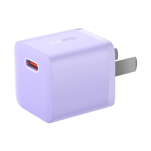 Baseus Charger 20W For Apple Iphone 14 13 12 11 Series GaN5 Fast Charger 1C  CN Set  Black Type-C to Lightning For Iphone PD 20W 1m Cable Purple  CCGN040105 - Image 4