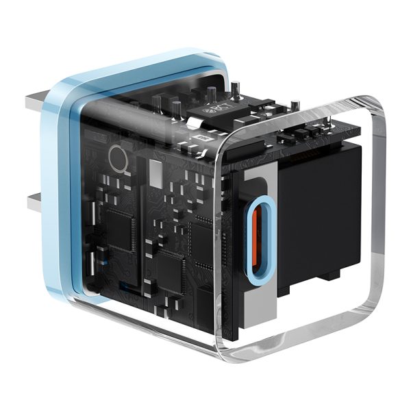 Baseus Charger 20W For Apple Iphone 14 13 12 11 Series GaN5 Fast Charger 1C  CN Set Type-C to iP PD 20W 1m Cable Sierra Blue  CCGN040103 - Image 4