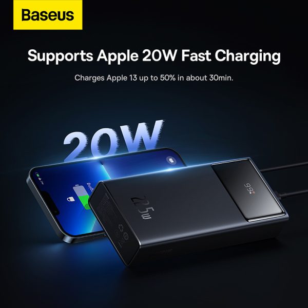 Baseus Power Bank 30000mAh 22.5W Star-Lord Digital Display Fast Charge with  USB to Type-C 3A 0.3m  Cable -White - Image 3