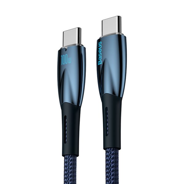 Baseus Cable Type-C to Type-C PD Charging 100W  Glimmer Series Fast Charging Data Cable 2m Blue For Phone & Laptop CADH000803 - Image 2