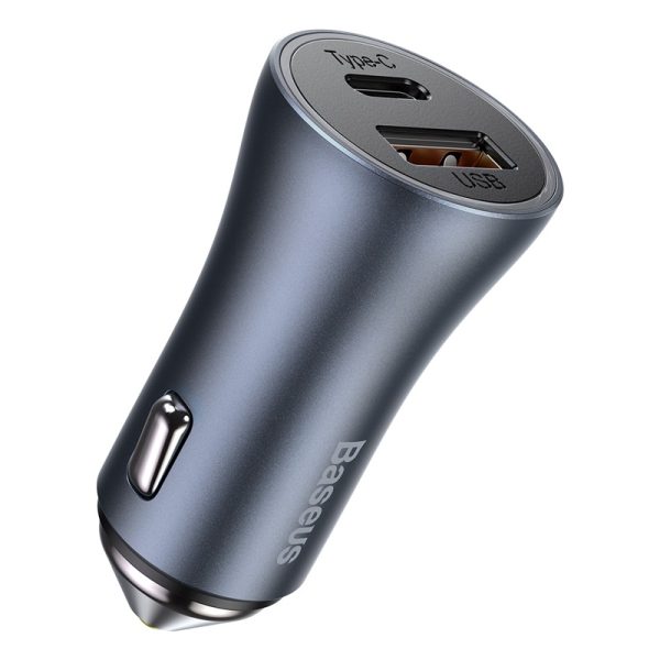 Baseus Car Charger 40W Golden Contactor Pro Dual Fast Charger 1x Usb 1X Type- C  Dark Gray -CGJP020013 - Image 6