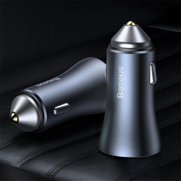 Baseus Car Charger 40W Golden Contactor Pro Dual Fast Charger 1x Usb 1X Type- C  Dark Gray -CGJP020013 - Image 7