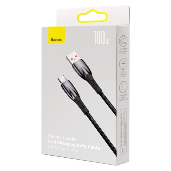 Baseus Cable PD Charging 100W Glimmer Series Fast Charging Data Cable USB to Type-C 100W 2m Black CADH000501 - Image 4
