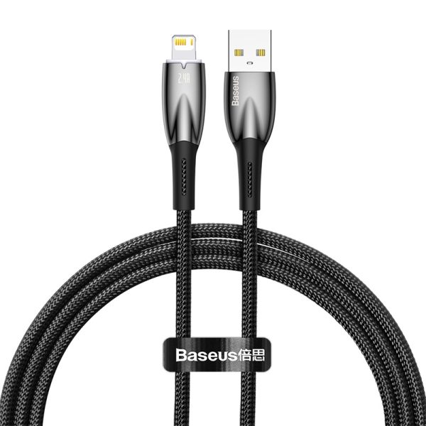 Baseus Cable For Iphone 5 6 7 8 9 X 11 12 13 14 Series  Glimmer Series Fast Charging Data Cable USB to iP 2.4A 1m Black CADH000201 - Image 3