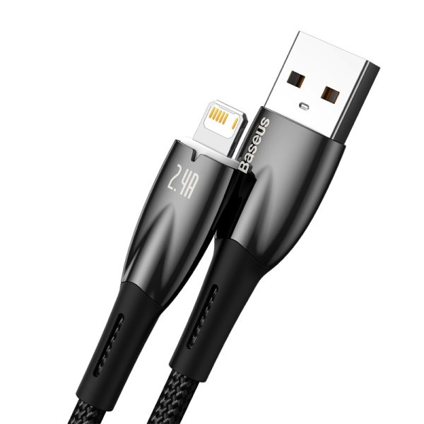 Baseus Cable For Iphone 5 6 7 8 9 X 11 12 13 14 Series  Glimmer Series Fast Charging Data Cable USB to iP 2.4A 1m Black CADH000201 - Image 4
