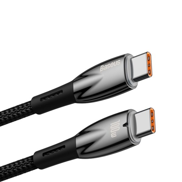 Baseus Cable Type-C to Type-C PD Charging 100W  Glimmer Series Fast Charging Data Cable 1m BLACK For Phone & Laptop CADH000701 - Image 3