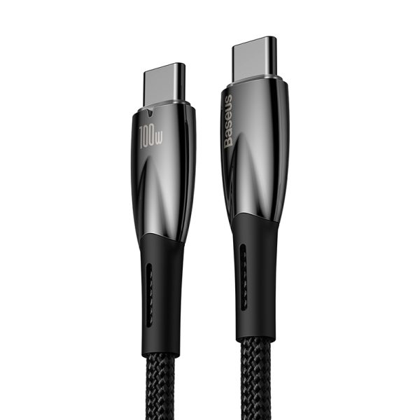 Baseus Cable Type-C to Type-C PD Charging 100W  Glimmer Series Fast Charging Data Cable 1m BLACK For Phone & Laptop CADH000701 - Image 2