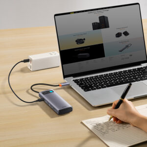 Baseus Metal Gleam Series 8 in 1 Multifunctional Dual HDMI Type C HUB Docking Station Gray WKWG050113 16