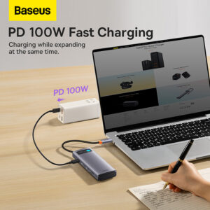 Baseus Metal Gleam Series 8 in 1 Multifunctional Dual HDMI Type C HUB Docking Station Gray WKWG050113 4