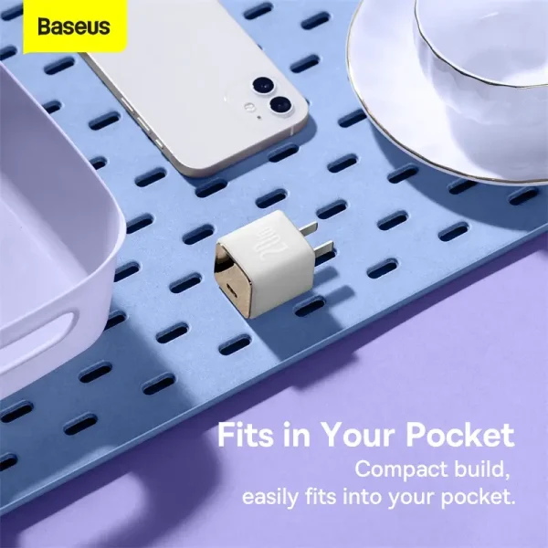 Baseus GaN3 Fast Charger 1C 20W For Iphone 14 13 12 11  Series Google Samsung  CN White CCGN020002 - Image 6