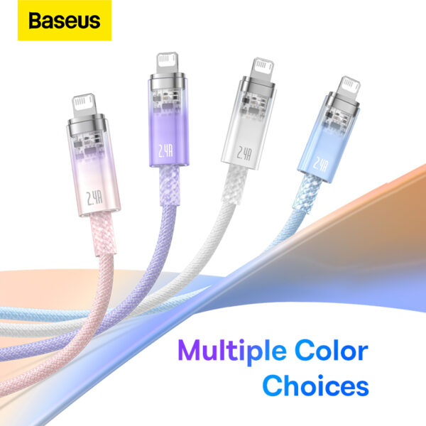 Baseus Cable Explorer Series Smart Temperature Control Fast Charging Usb To Lightning Cable  2.4A 2m Blue CATS010103 For Iphone  11 12 13 14 - Image 2