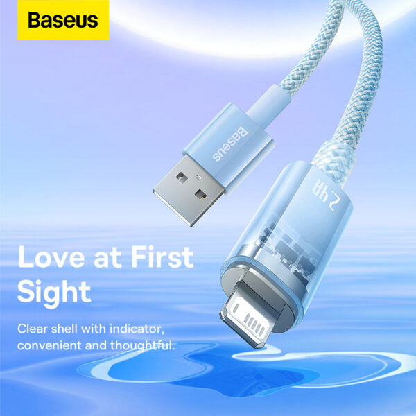 Baseus Cable Explorer Series Smart Temperature Control Fast Charging Usb To Lightning Cable  2.4A 2m Blue CATS010103 For Iphone  11 12 13 14 - Image 3