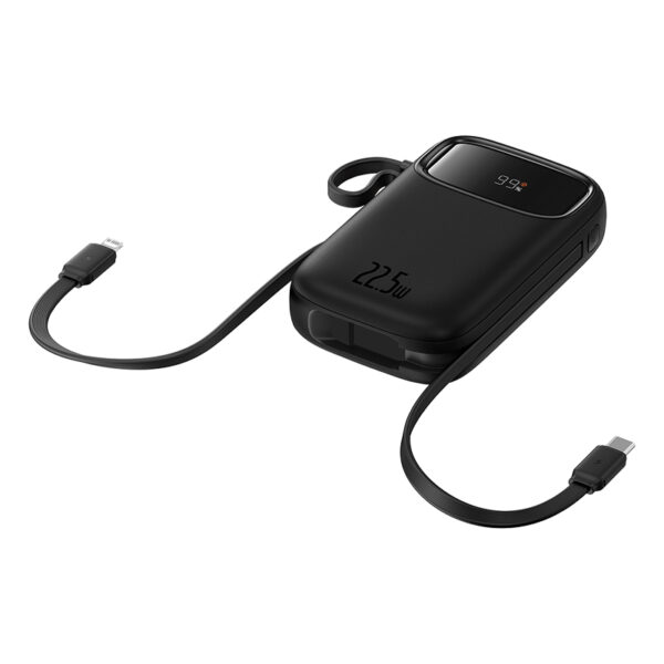 BASEUS Power Bank 22.5W 20000mAh Built-In Lightning & Type-c Cable Qpow 2 Digital Display Fast Charging Power Bank Black -P10055002113-00 - Image 5
