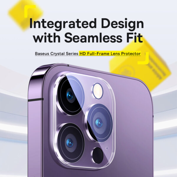 BASEUS Full Frame Camera Lense  Protector For Iphone  15 Pro 15 Pro Max 2Pcs Crystal Series -P6001205T201-02 - Image 8