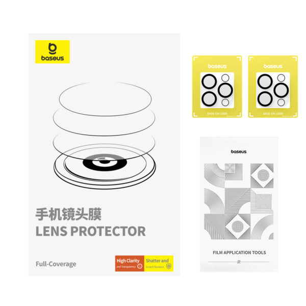 BASEUS Full Frame Camera Lense  Protector For Iphone  15 Pro 15 Pro Max 2Pcs Crystal Series -P6001205T201-02 - Image 4