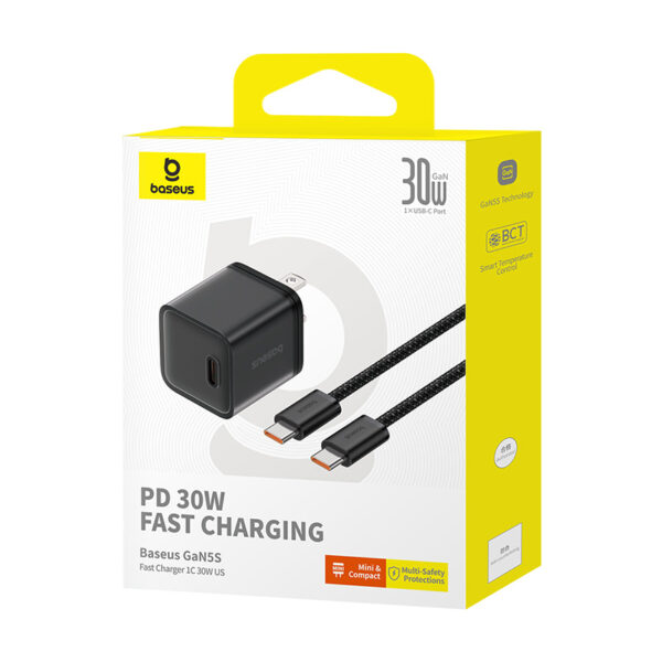 Baseus Charger 30W GAN5S For Apple 15 Pro Max 15 Pro 15 With Type-c to Type-c Cable -P10162505113-01 - Image 2