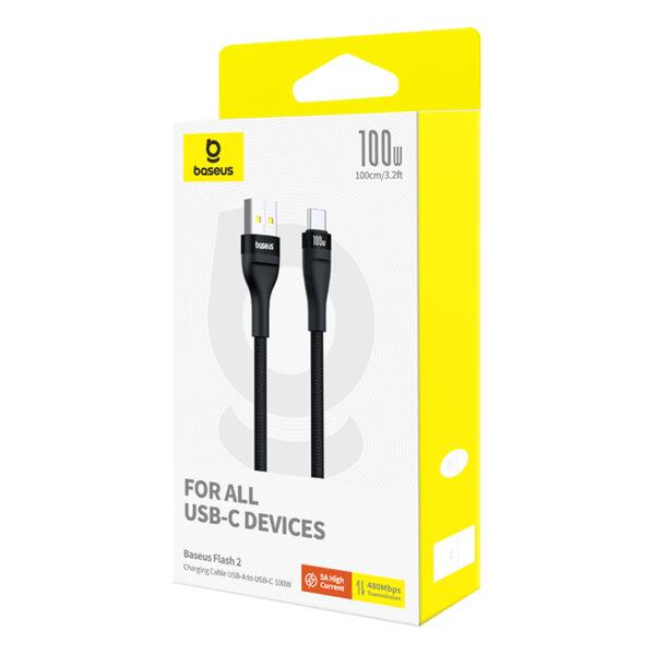 Baseus Flash 2 USB To Type-C Cable For Iphone 15 16 Series Samsung Pixel Oneplus Huawei Black P10311804111-00 - Image 4