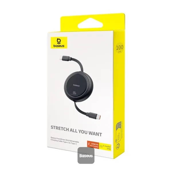 Baseus Cable 60W Free2Pull Retractable Mini Type-c To Type-c Cable Fast Charging 1m Cluster Black P10364500111-01 - Image 3
