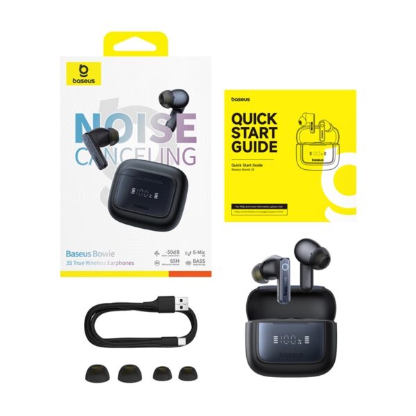 Baseus Bowie 35 ANC True Wireless Earphones 65Hours Long Battery Life  Cosmic Black A00073800123-00 - Image 2