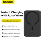 Baseus Magnetic Power Bank 20W 10000Mah Power Bank for Iphone 15 14 13 12 Series Android  Black P10059001113-00