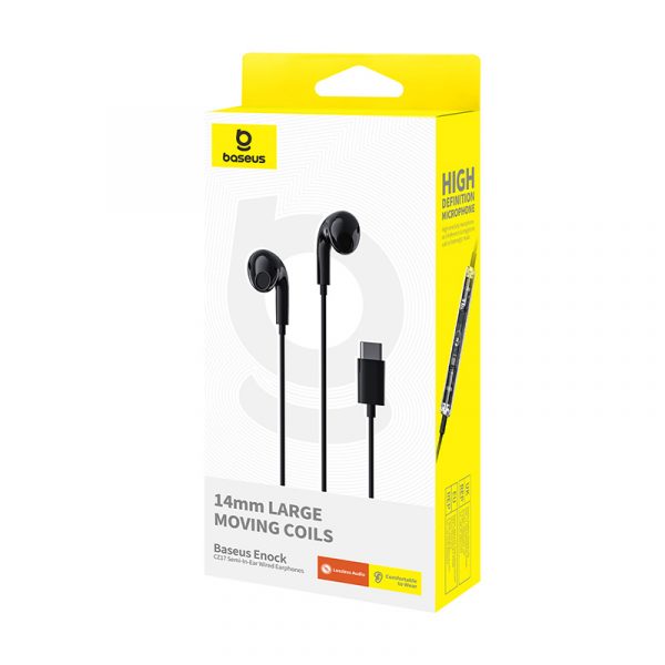 Baseus Type-C Earphone Encok CZ17 Semi-In-Ear Wired  Cluster Black A00170000113-Z1 - Image 3