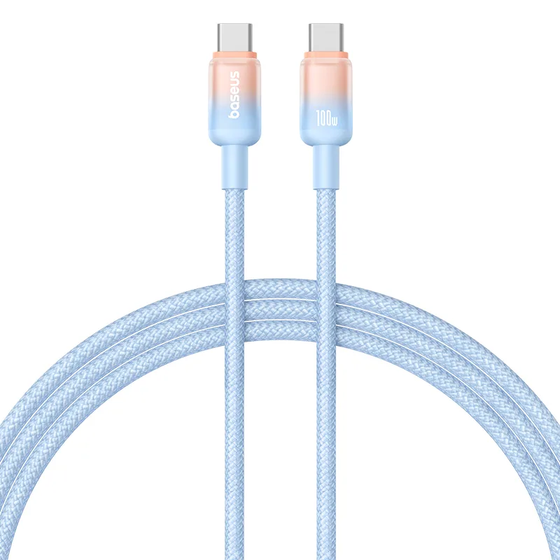 Baseus Cable 100W Type-c  to Type-c Discolor Series Fast Charging Data Cable 2M  Blue Green E0420701 - Image 3
