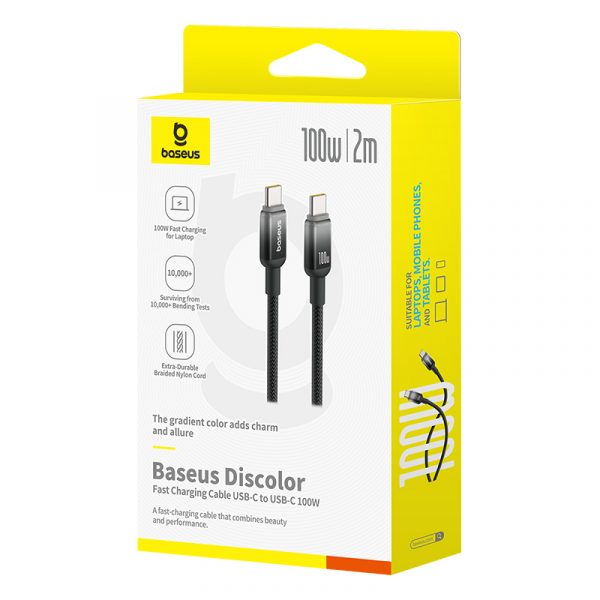 Baseus Cable 100W Type-c to Type-c Discolor Series Fast Charging Data Cable 1M  Black P10374902111-00 - Image 4